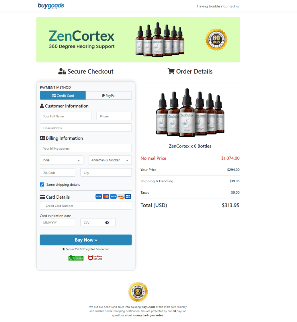 ZenCortex Secure Order Form